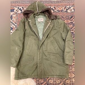 Vintage Military Quilted Lining Parka Convertible Sherpa hood/collar